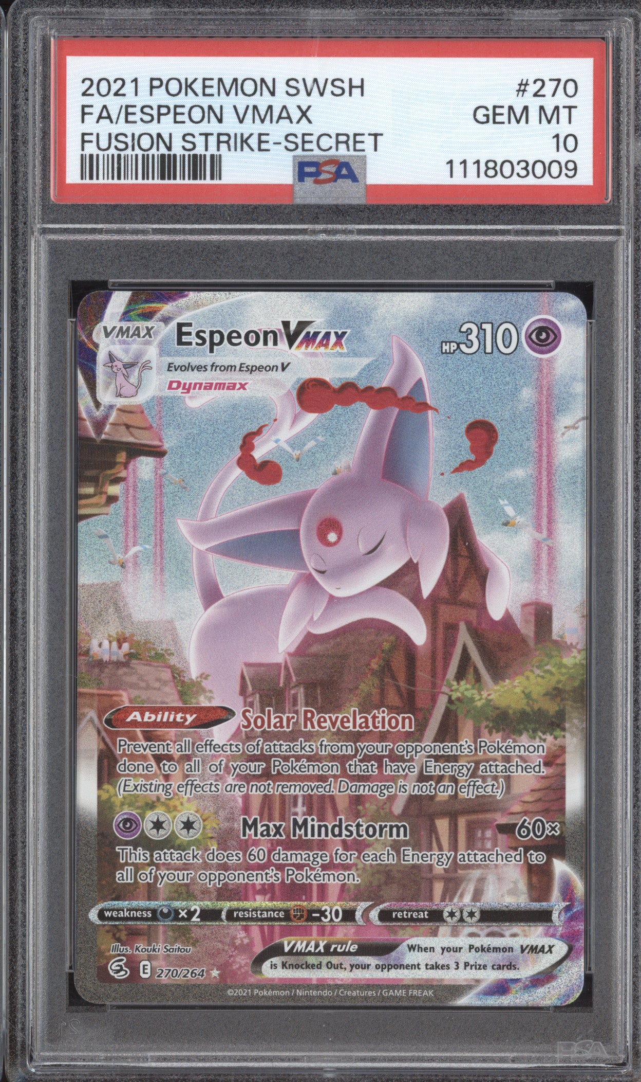 Espeon VMax 2021 Pokemon Fusion Strike 270/264 Secret Rare PSA 10