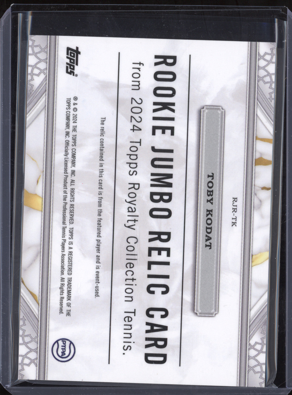 Toby Kodat 2024 Topps Royalty Tennis RJR-TK Rookie Jumbo Relics Gold 2/10
