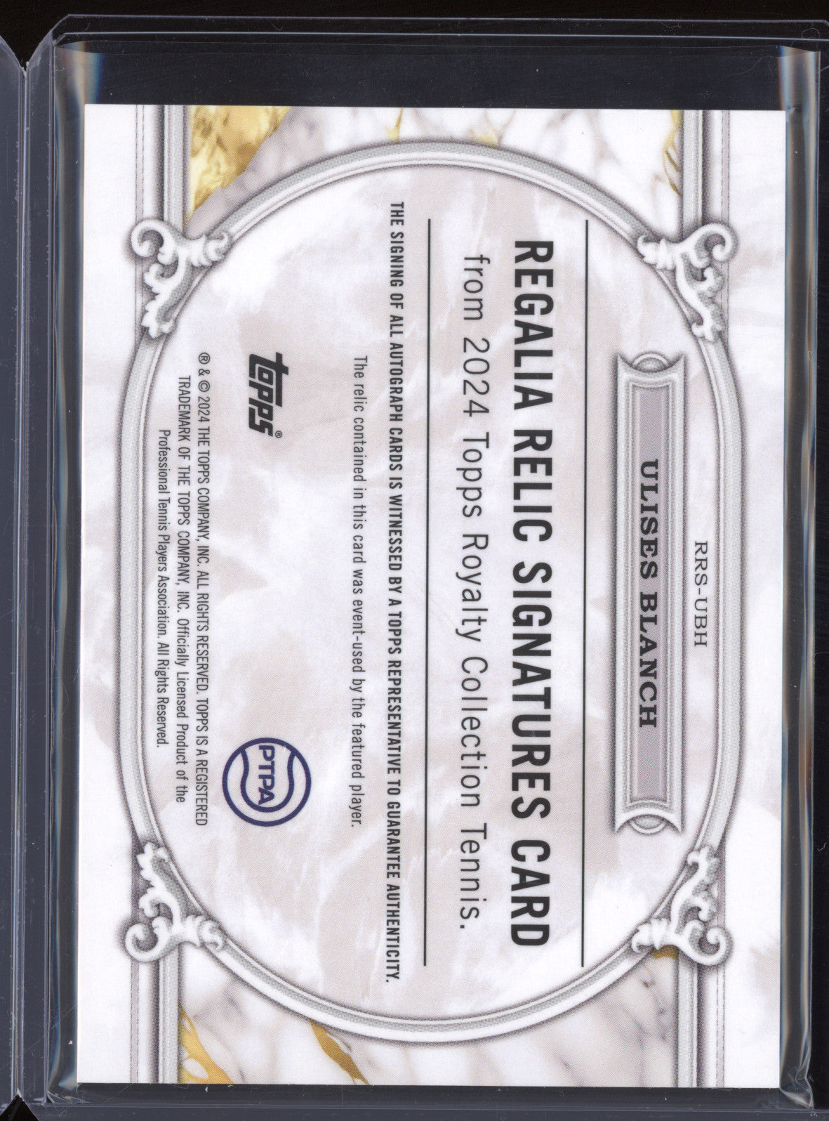 Ulises Blanch 2024 Topps Royalty Tennis RRS-UBH Regalia Relic Auto Green 1/5