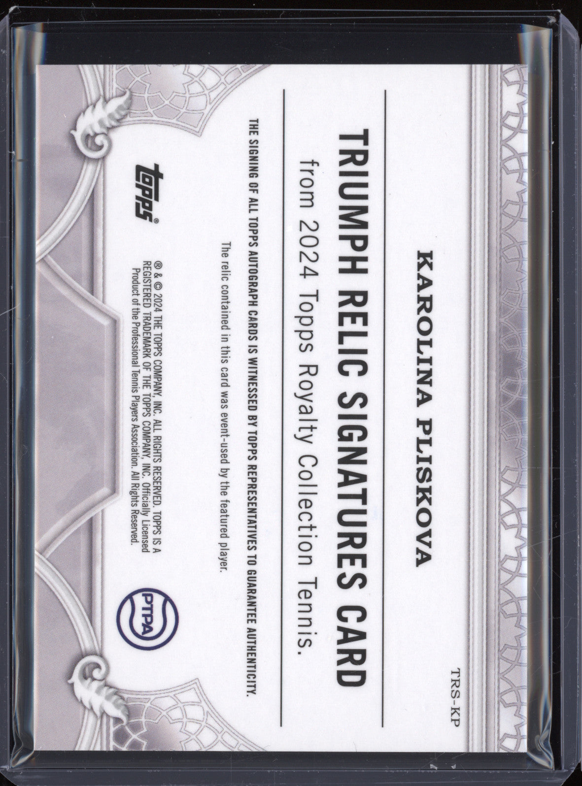 Karolina Pliskova 2024 Topps Royalty Tennis TRS-KP Triumph Relic Auto 18/75