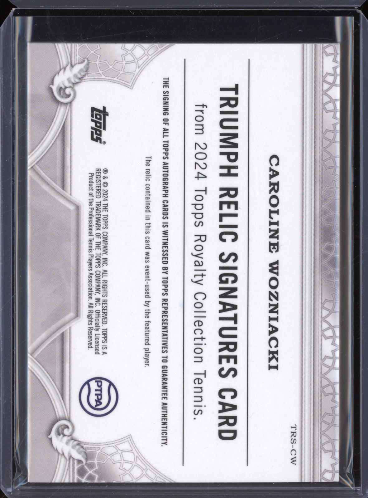 Caroline Wozniacki 2024 Topps Royalty Tennis TRS-CW Triumph Relic Auto 73/75