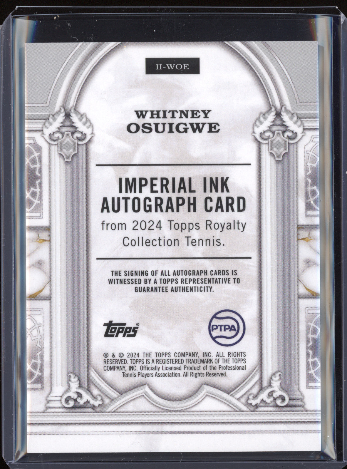 Whitney Osuigwe 2024 Topps Royalty Tennis II-WOE Imperial Ink Blue Auto 10/25