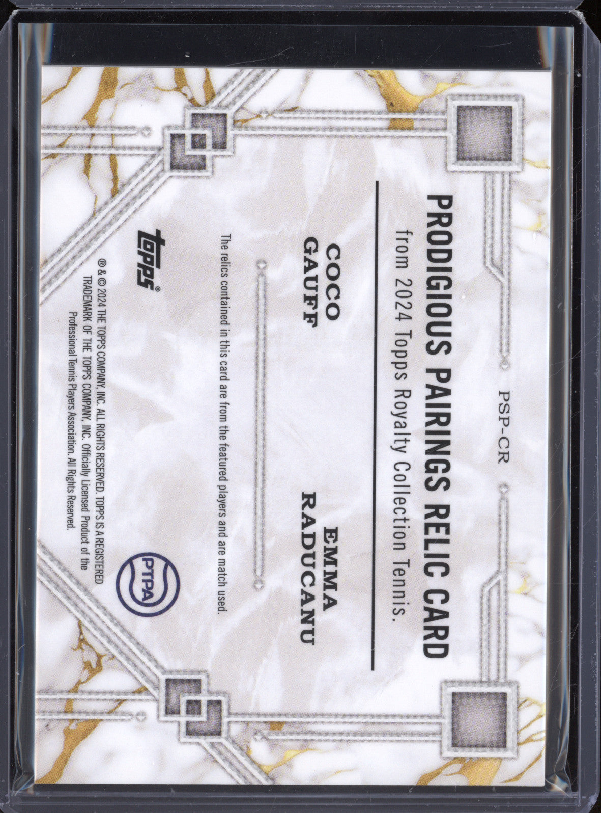 Coco Gauff Emma Raducanu 2024 Topps Royalty Tennis Prodigious Pairings Relic /50