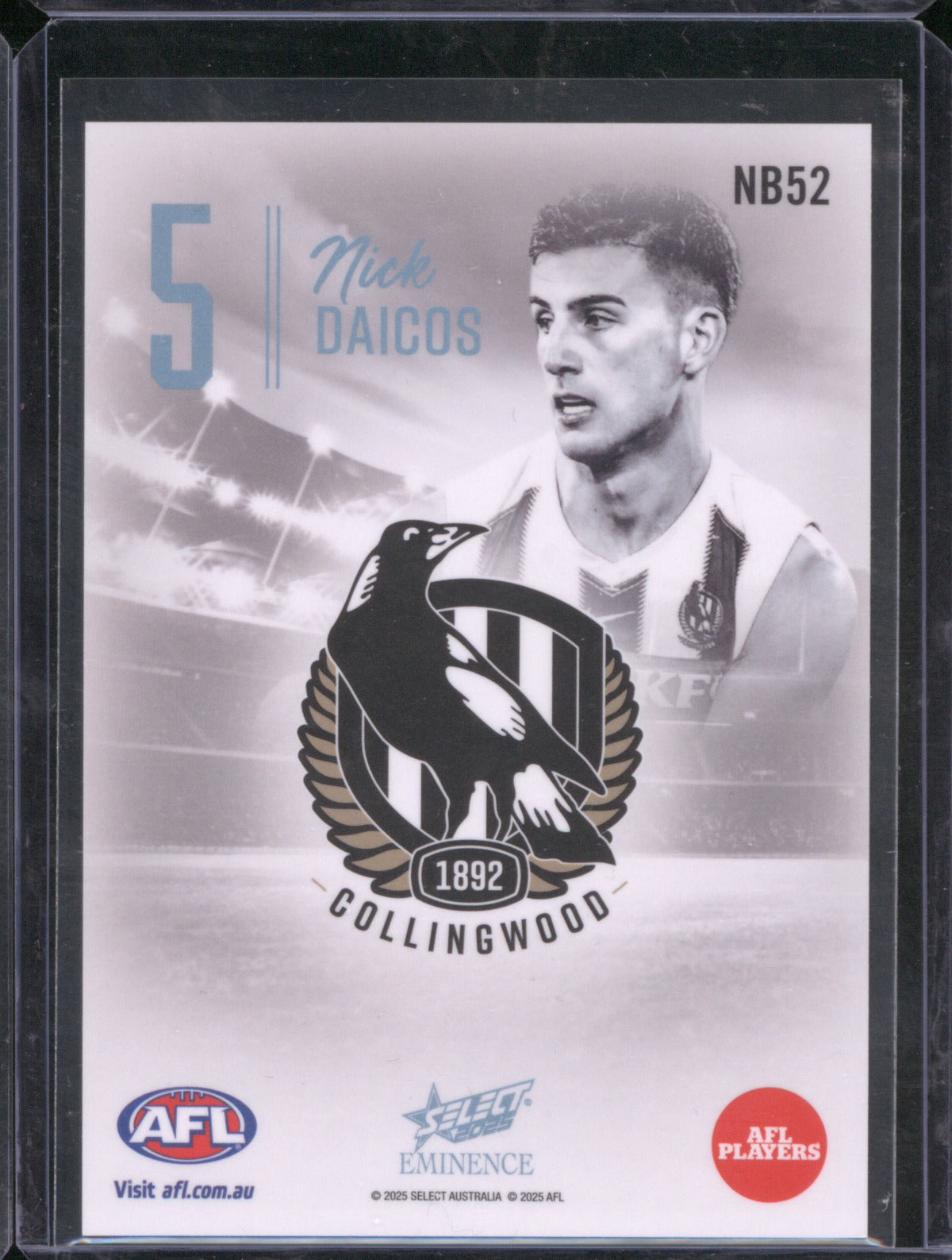 Nick Daicos 2024 AFL Eminence NB52 Nameplate Black Platinum Collingwood /40