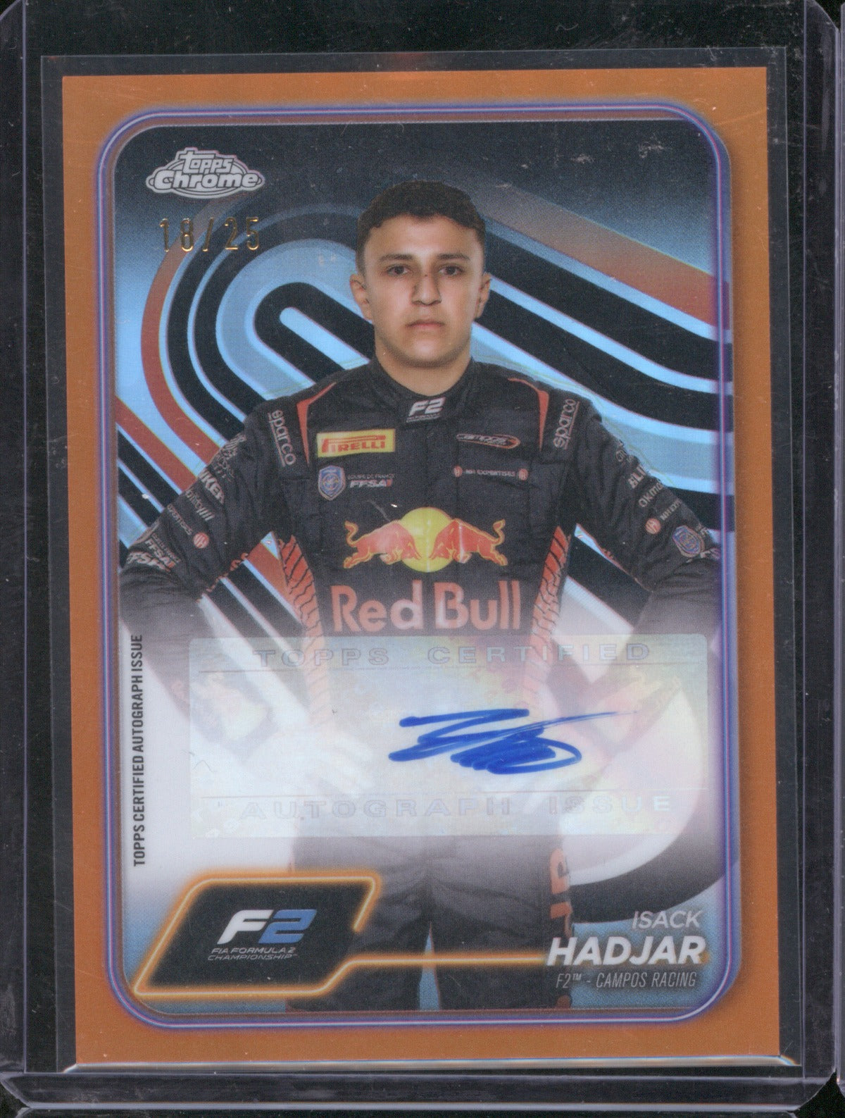 Isack Hadjar 2024 Topps Chrome Formula 1 #CAC-HAD Orange Auto