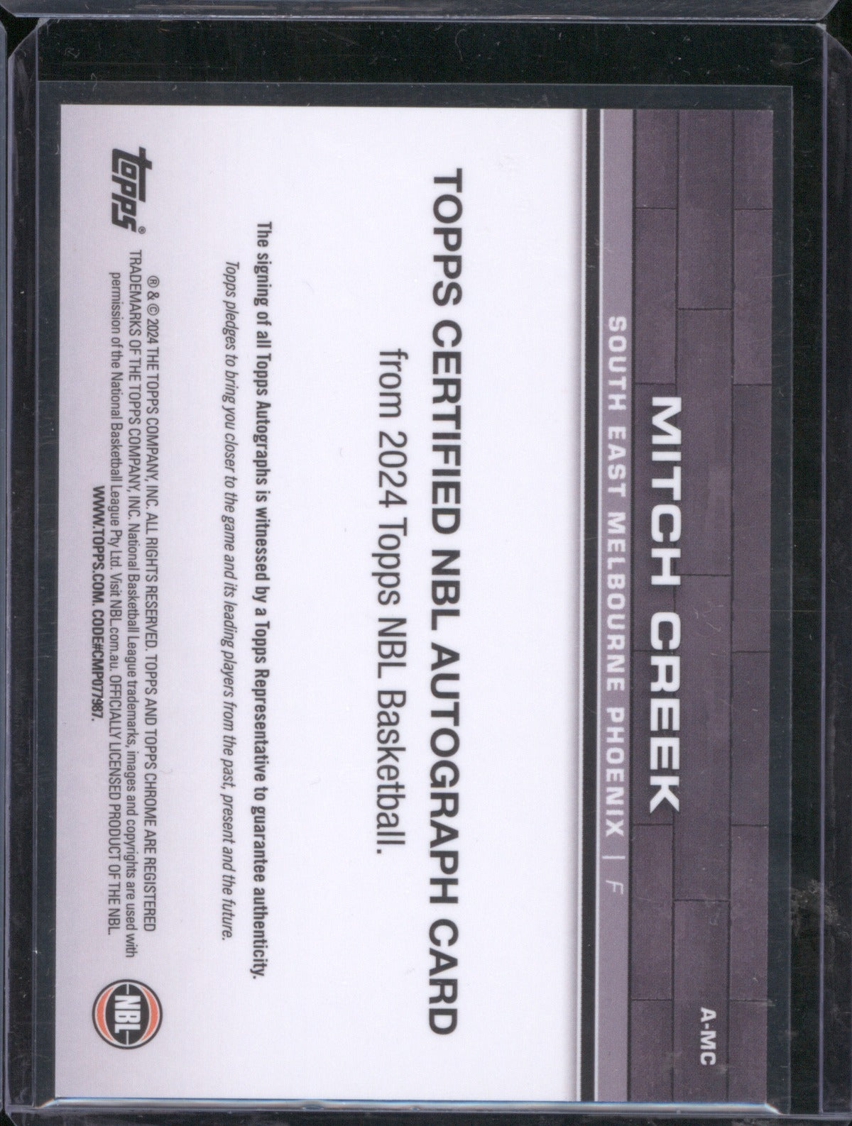 Mitch Creek 2023 Topps Chrome NBL A-MC NBL Autographs