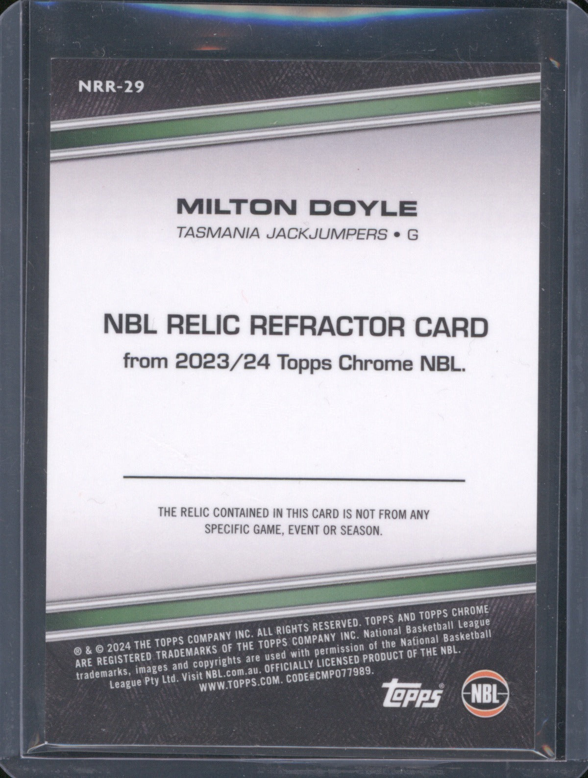 Milton Doyle 2023 Topps Chrome NBL NRR-29 Relic Refractor