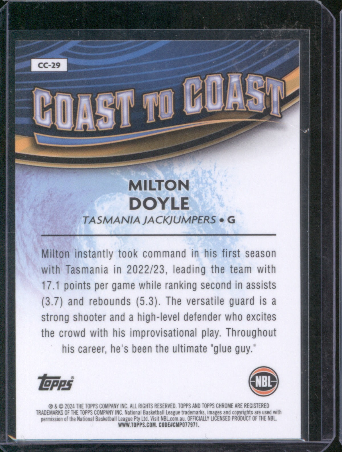 Milton Doyle 2023 Topps NBL Chrome #CC-29 Coast to Coast Orange /25