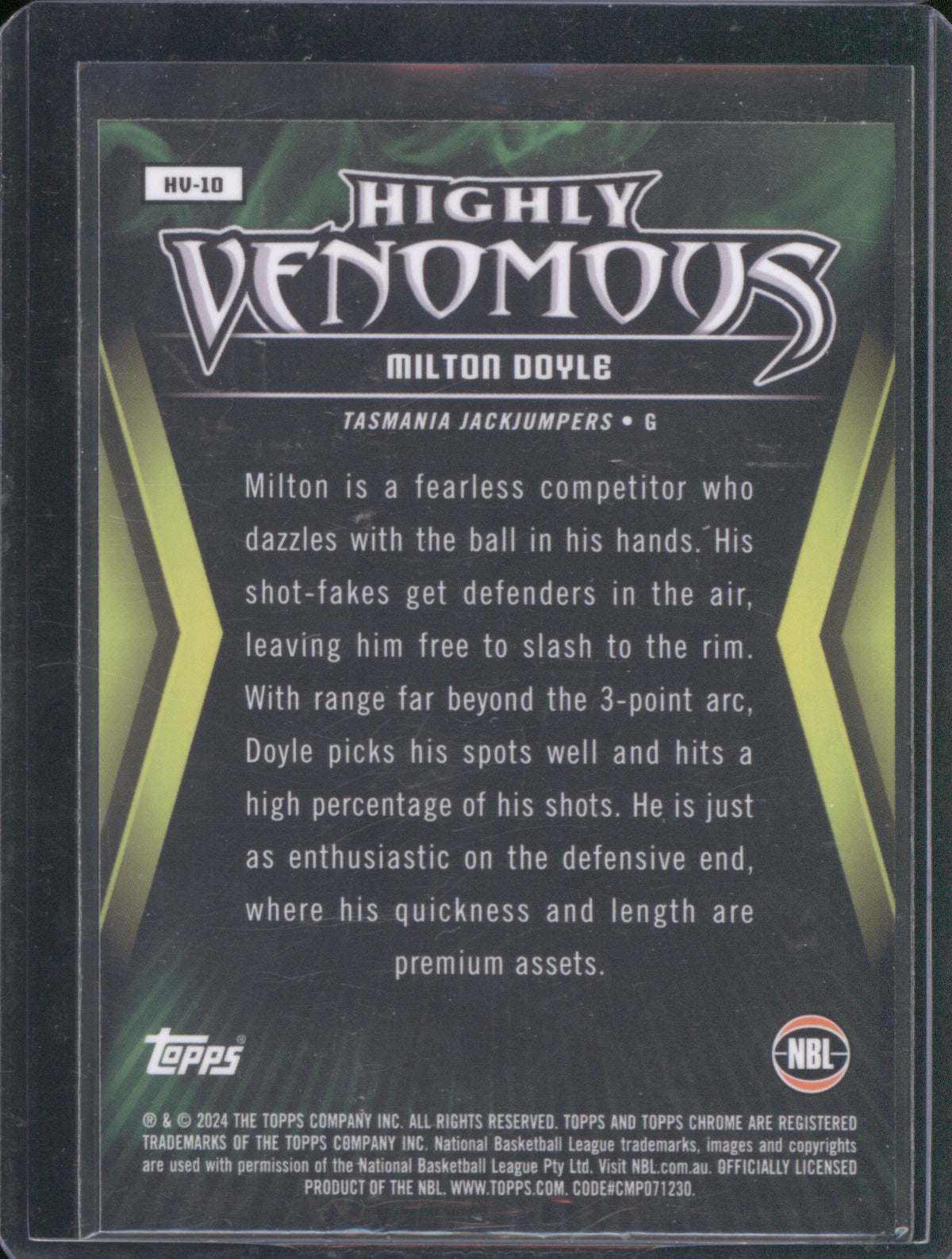 Milton Doyle 2023 Topps Chrome NBL HV-10 Highly Venomous Gold /50