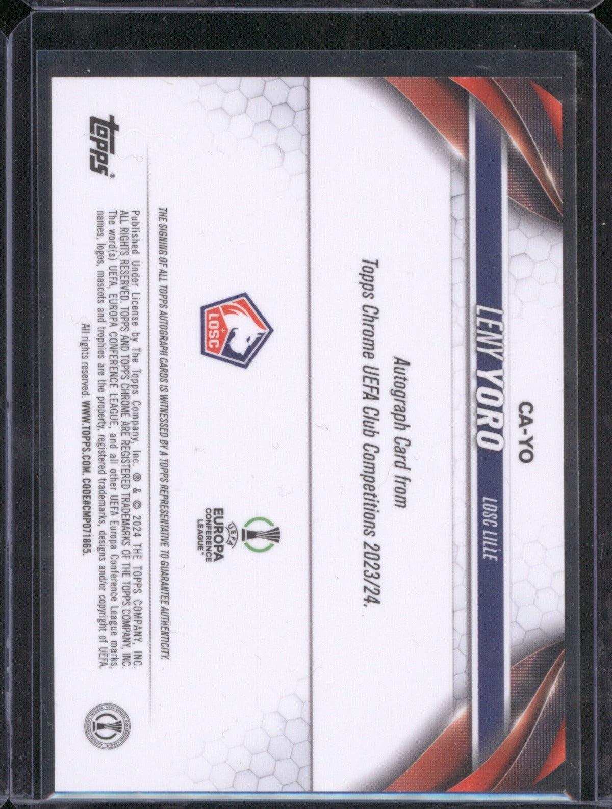 Leny Yoro 2023 Topps Chrome UEFA Club Competitions CA-YO Green Auto /99