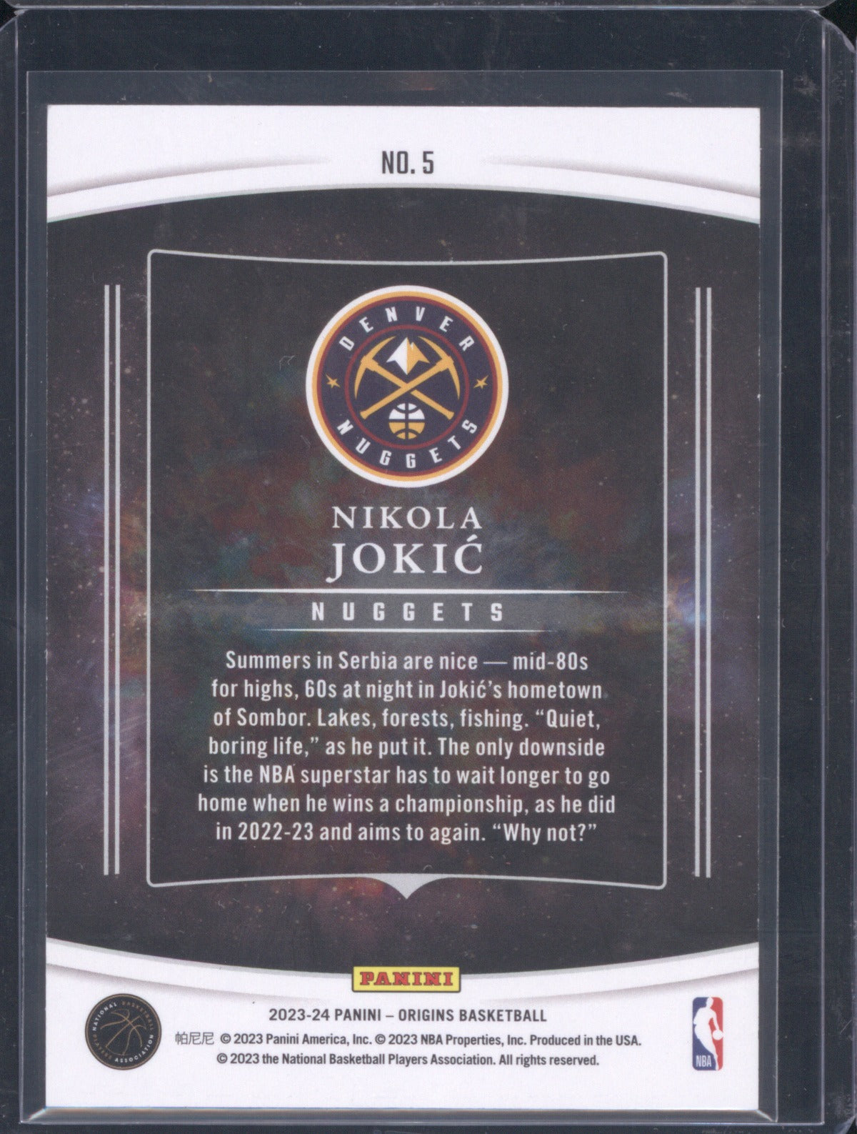 Nikola Jokic 2023 Panini Origins 5 Big Bang