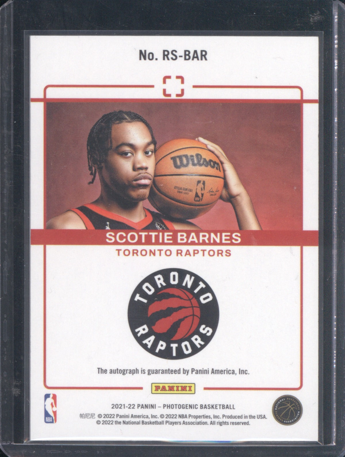 Scottie Barnes 2021 Panini Photogenic RS-BAR Rookie Auto RC