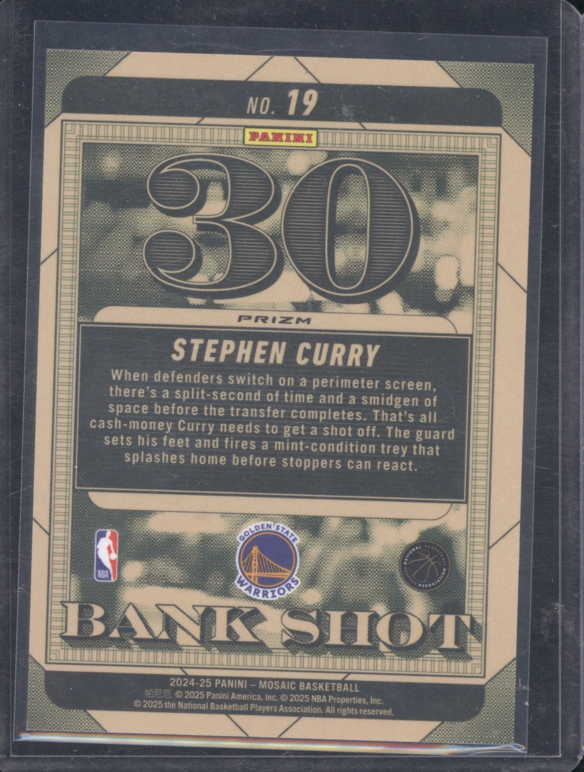 Stephen Curry 2024 Panini Mosaic 19 Bank Shot Mosaic Prizm