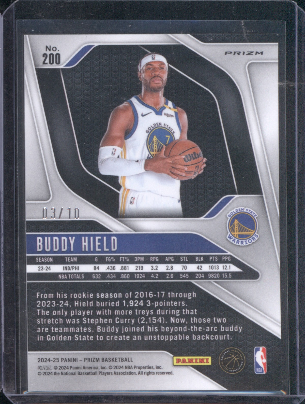 2024 Panini Prizm Buddy Hield 200 Gold Ice
