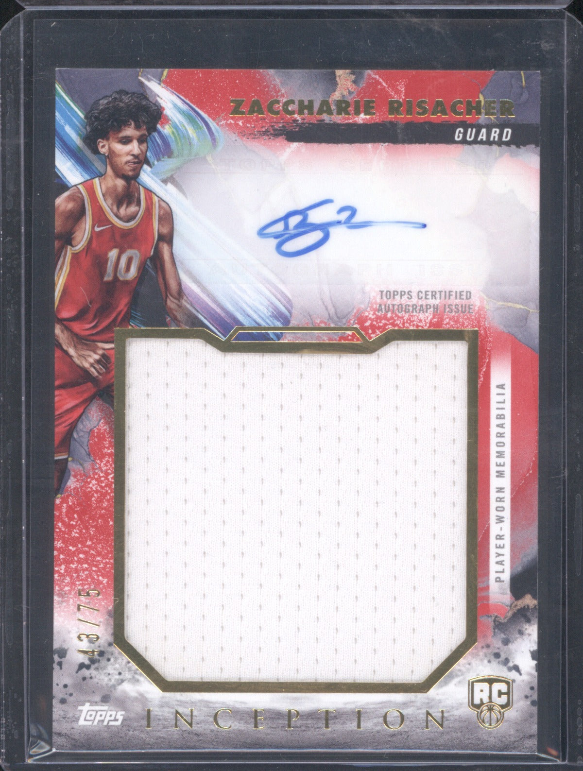 2024-25 Topps Inception Zaccharie Risacher Rookie Jumbo Relic Auto /75 RJR-ZR