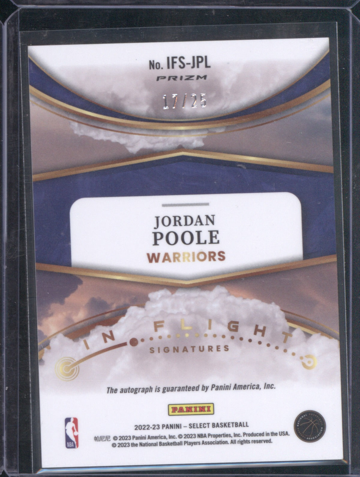 2022-23 Panini Select In Flight Signatures Tie-Dye Prizm 17/25 Jordan Poole Auto