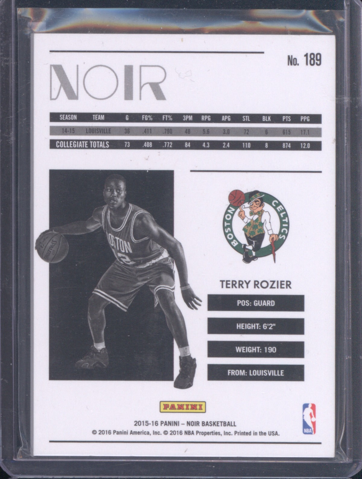 2015 Panini Noir Terry Rozier 189 RC 32/99