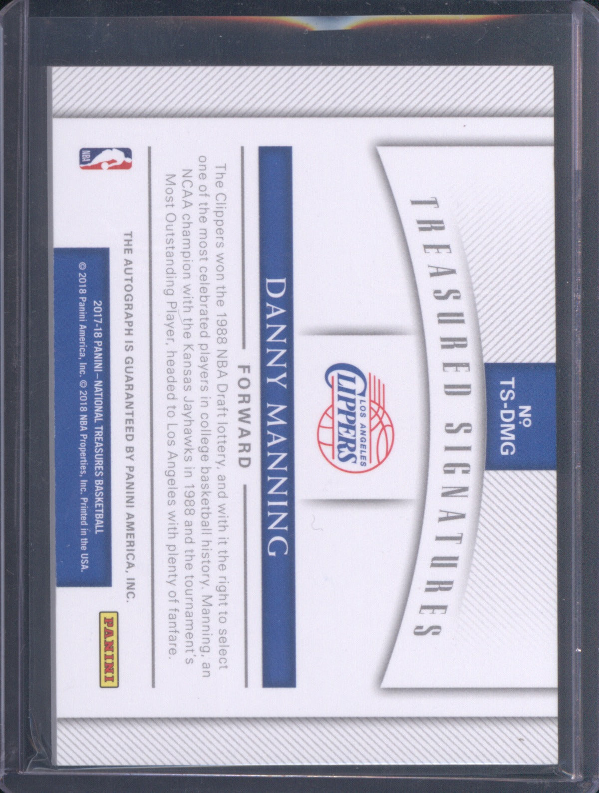2017 Panini National Treasures Danny Manning Treasured Signatures Auto 18/50
