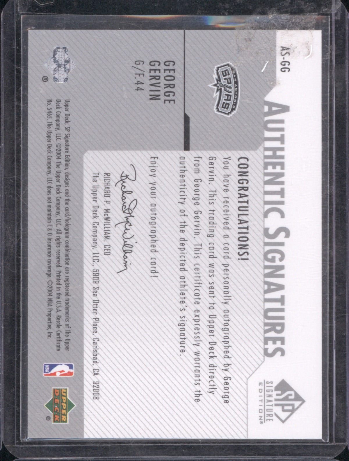 2003 Upper Deck SP Signature Edition George Gervin HOF Auto