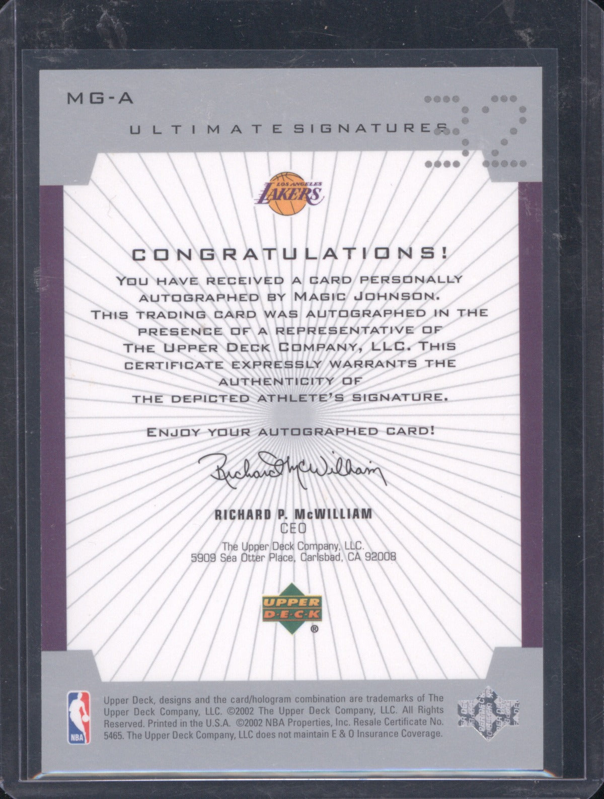 2002 Upper Deck Ultimate Collection Magic Johnson Ultimate Signatures