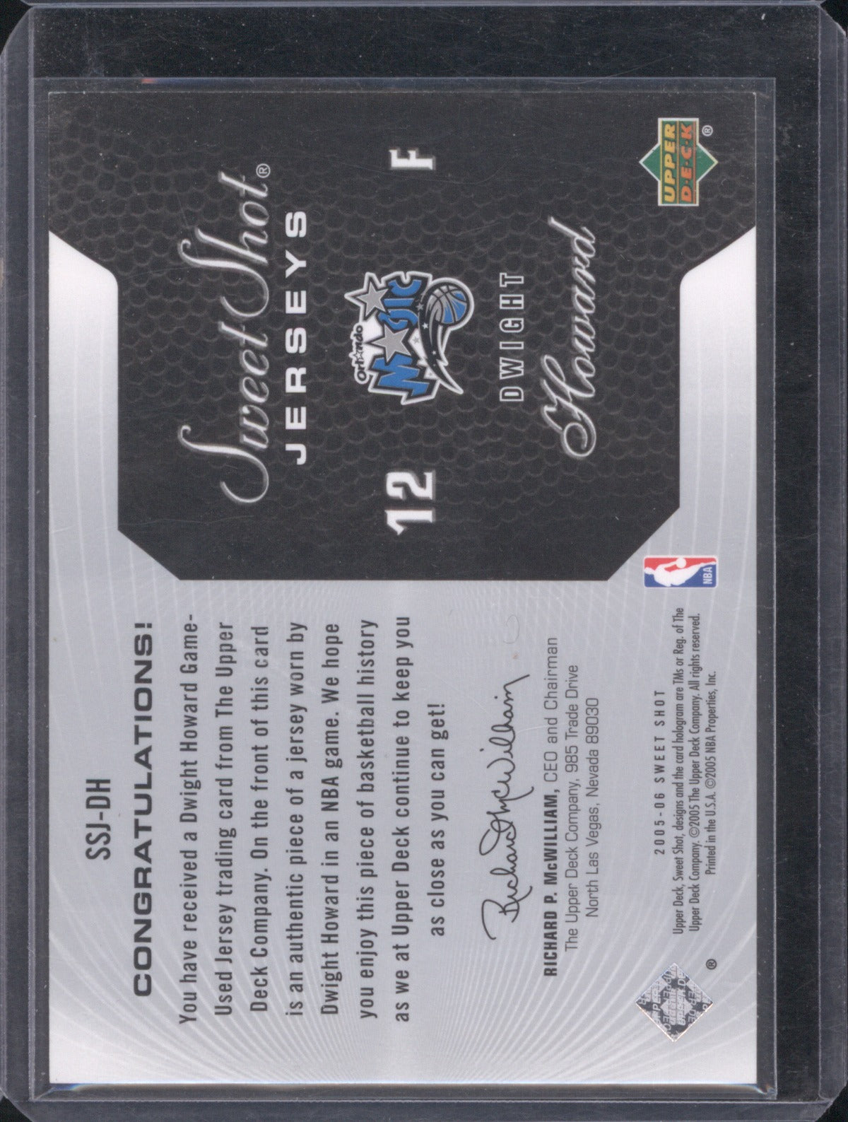 2005 Upper Deck Sweet Shot Dwight Howard Jersey 032/125