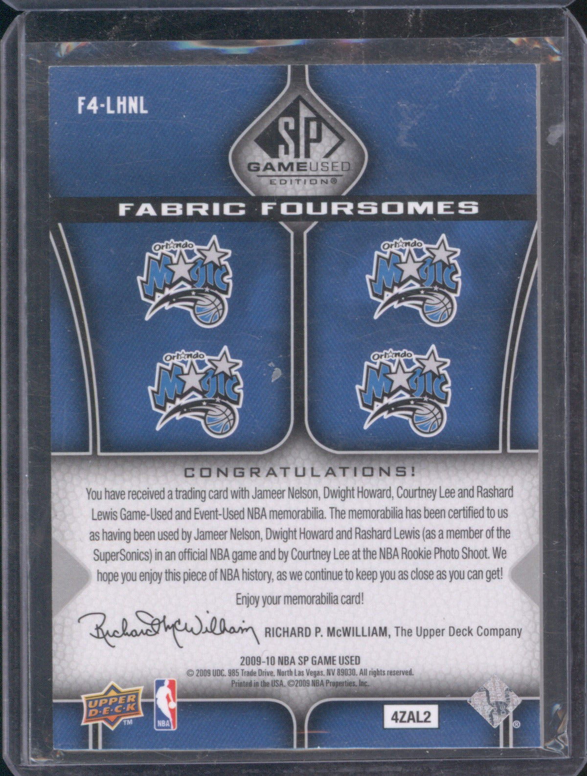 2009 Upper Deck SP Game Used Nelson/Lewis/Lee/Dwight Howard 57/199
