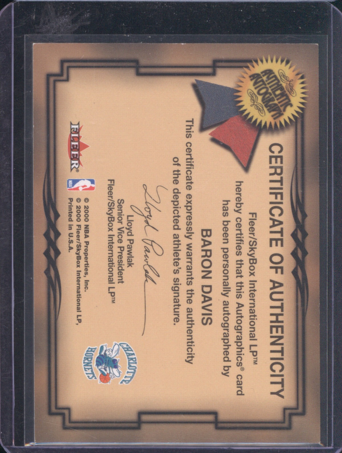 2000 Fleer Autographics Baron Davis Auto