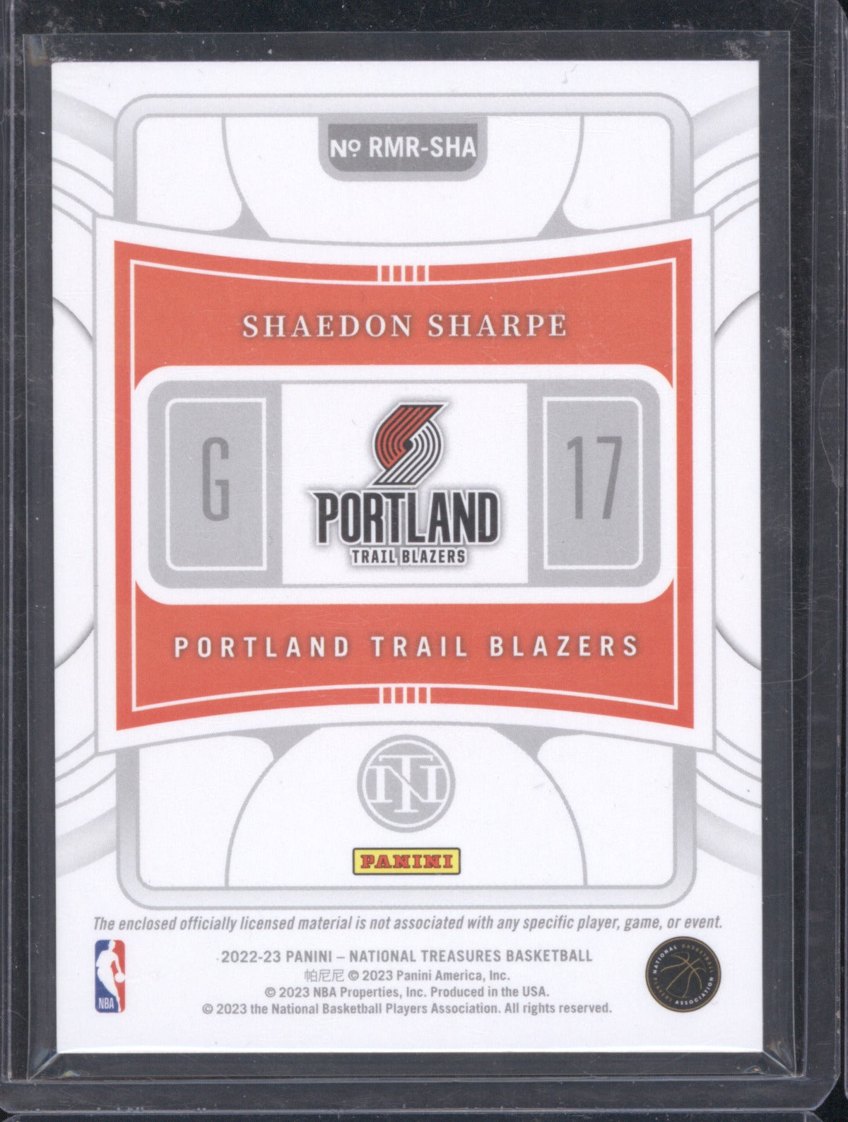 2022 Panini National Treasures Shaedon Sharpe Rookie Material 75/99