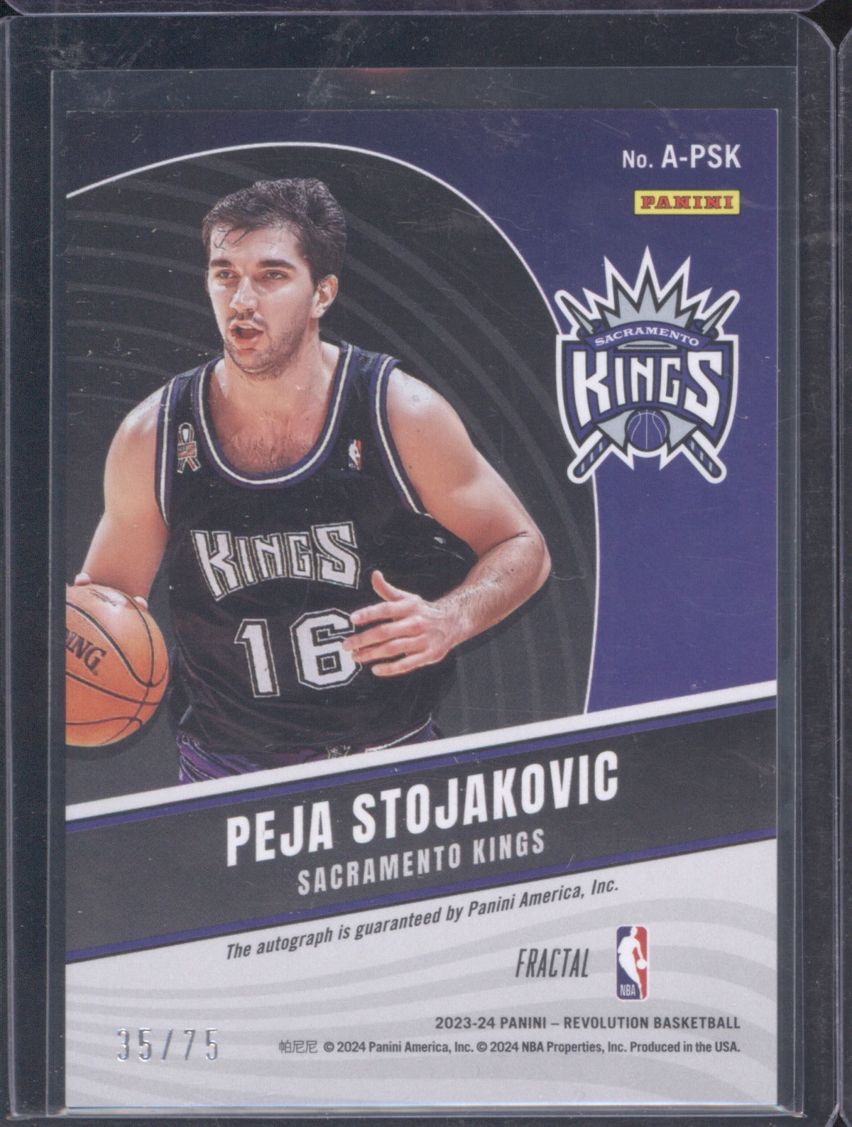 2023 Panini Revolution Peja Stojakovic Fractal Auto 35/75