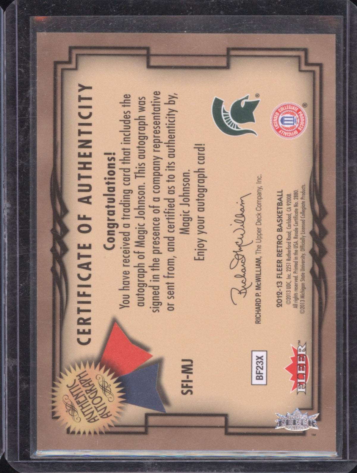 2012 Fleer Retro Magic Johnson Michigan Fresh Ink Auto