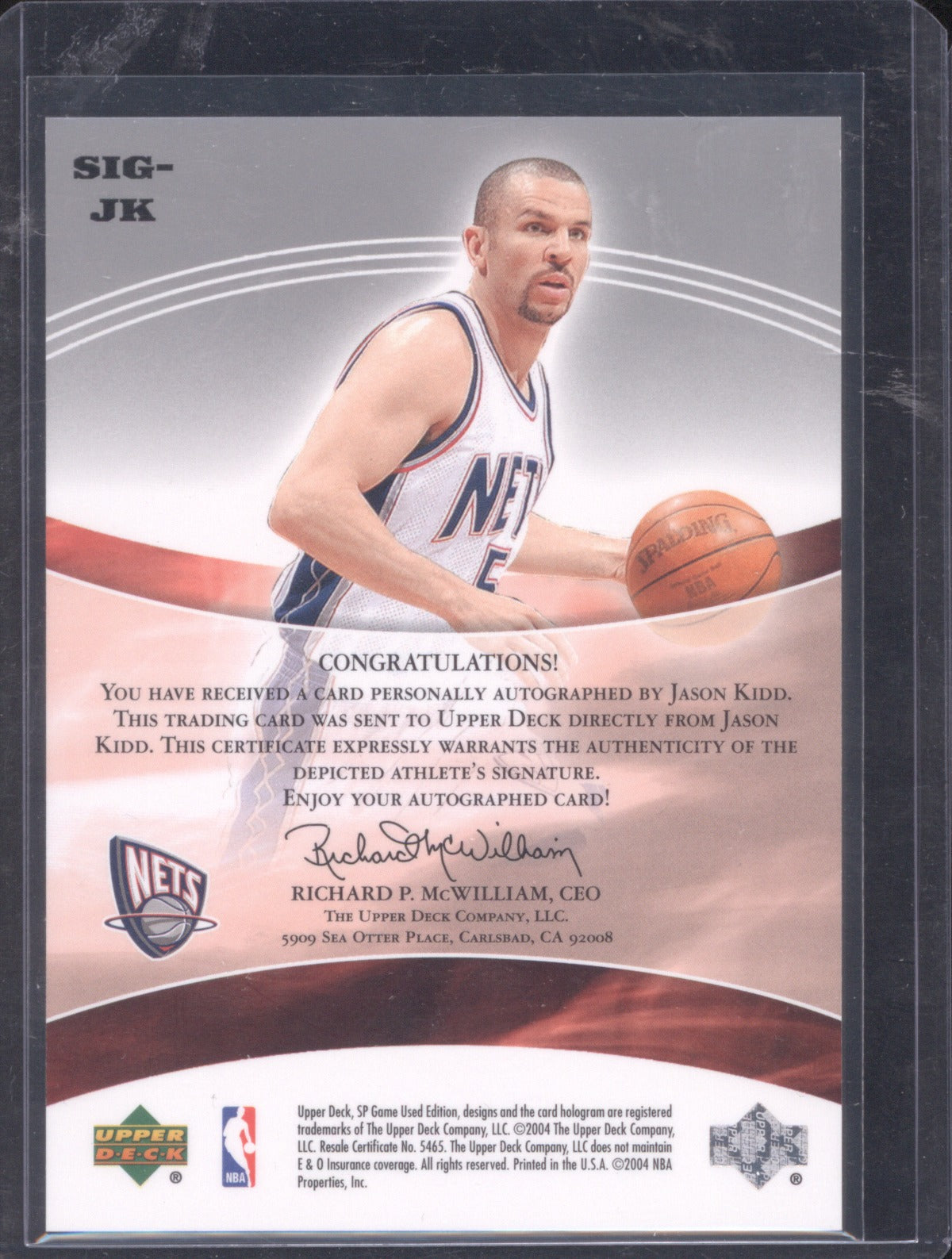 2004 Upper Deck SP Game Used Jason Kidd Auto 86/100