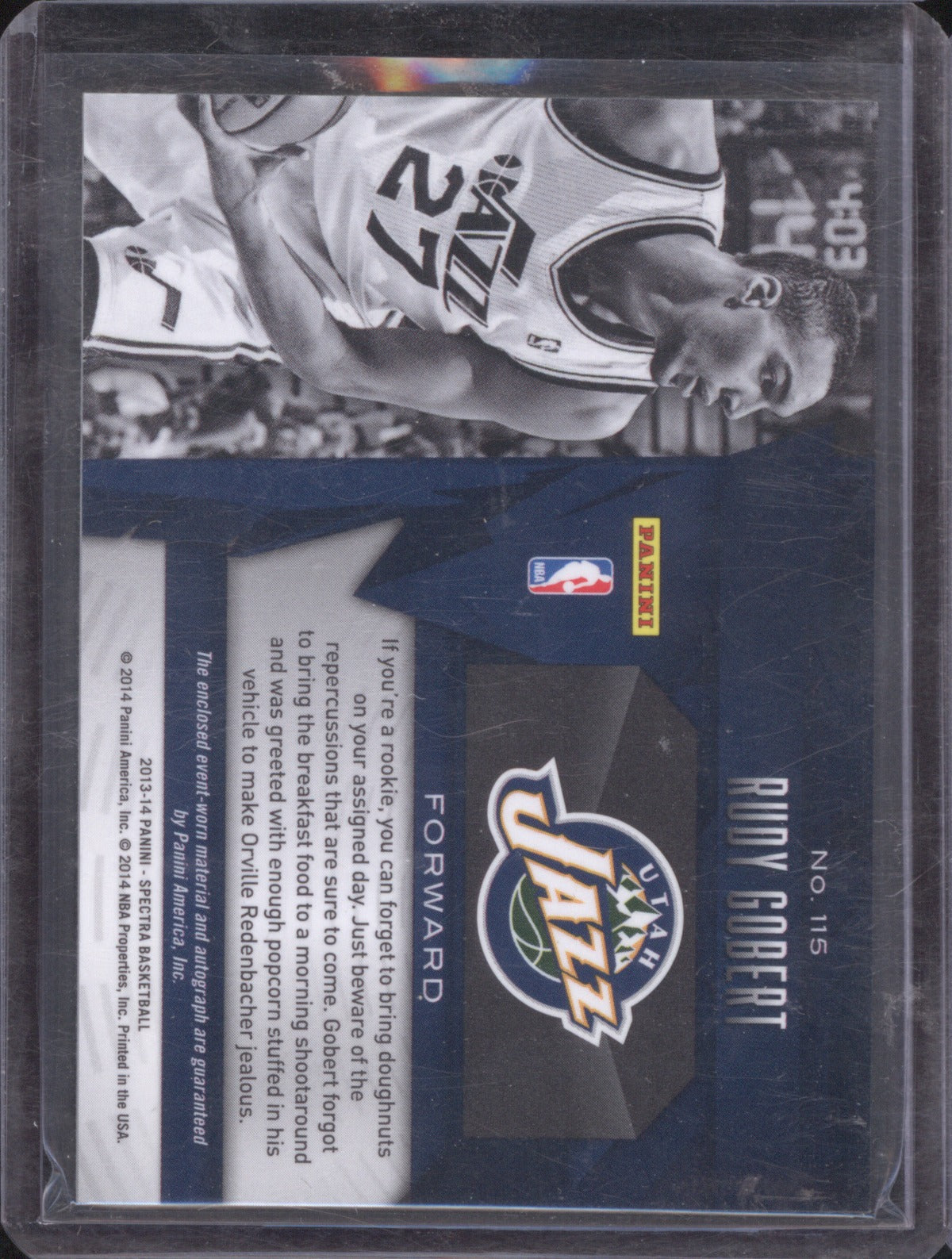2013 Panini Spectra Rudy Gobert RC Patch Auto Green