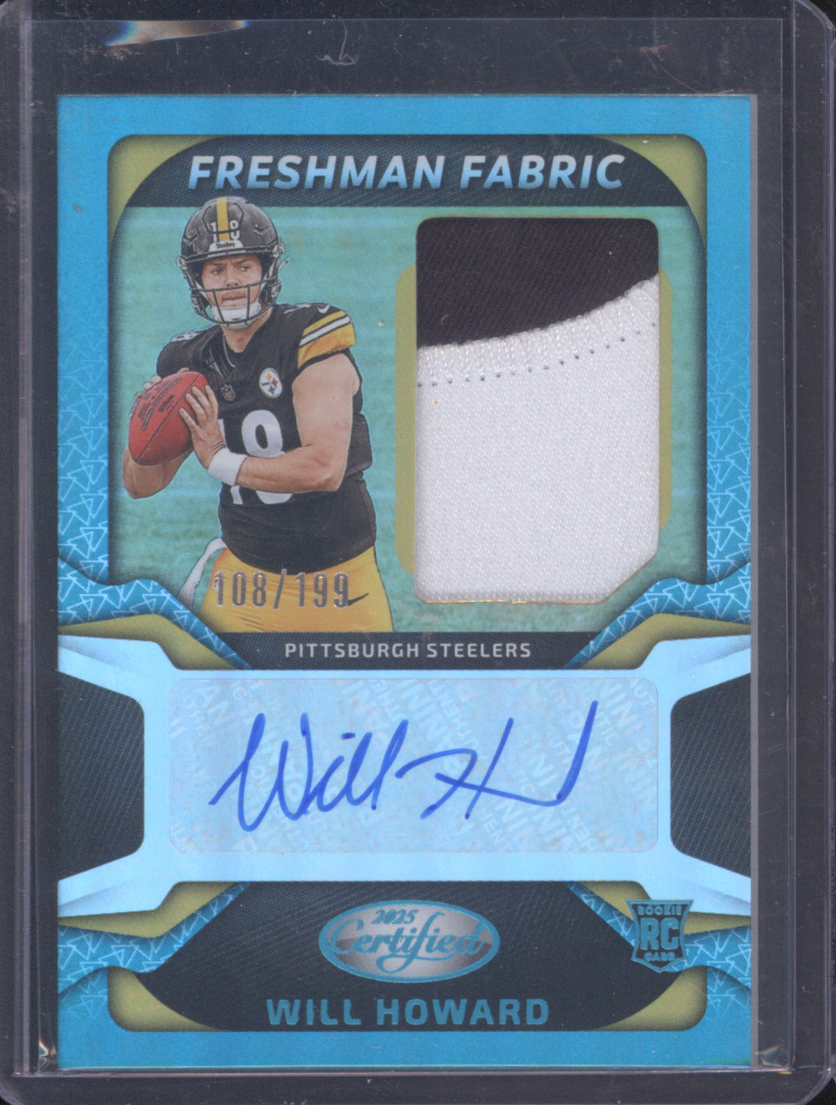 2025 Panini Certified Will Howard Freshman Fabric Patch Auto RC Teal 108/199