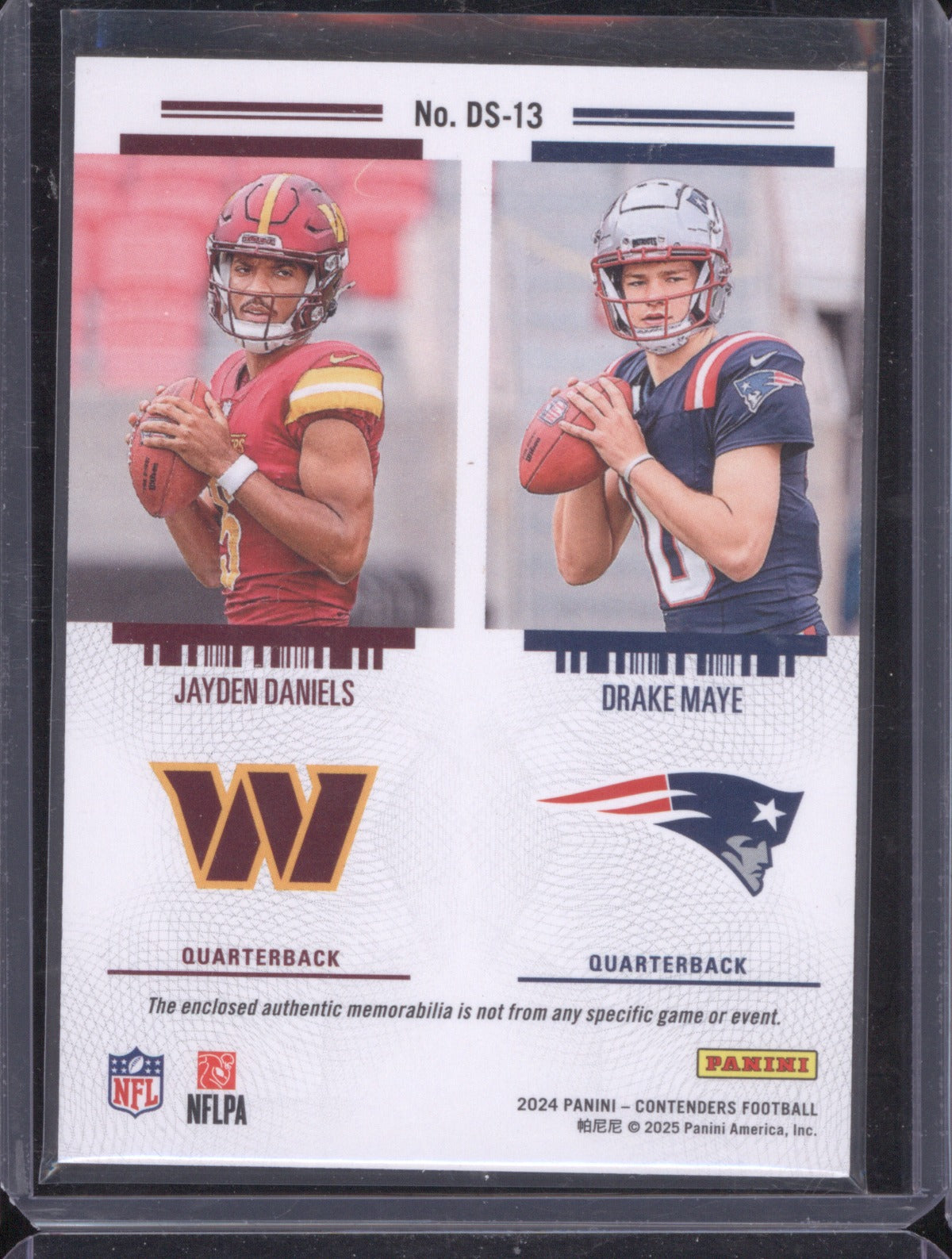2024 Panini Contenders Jayden Daniels Drake Maye Dual Jersey Rookie Ticket