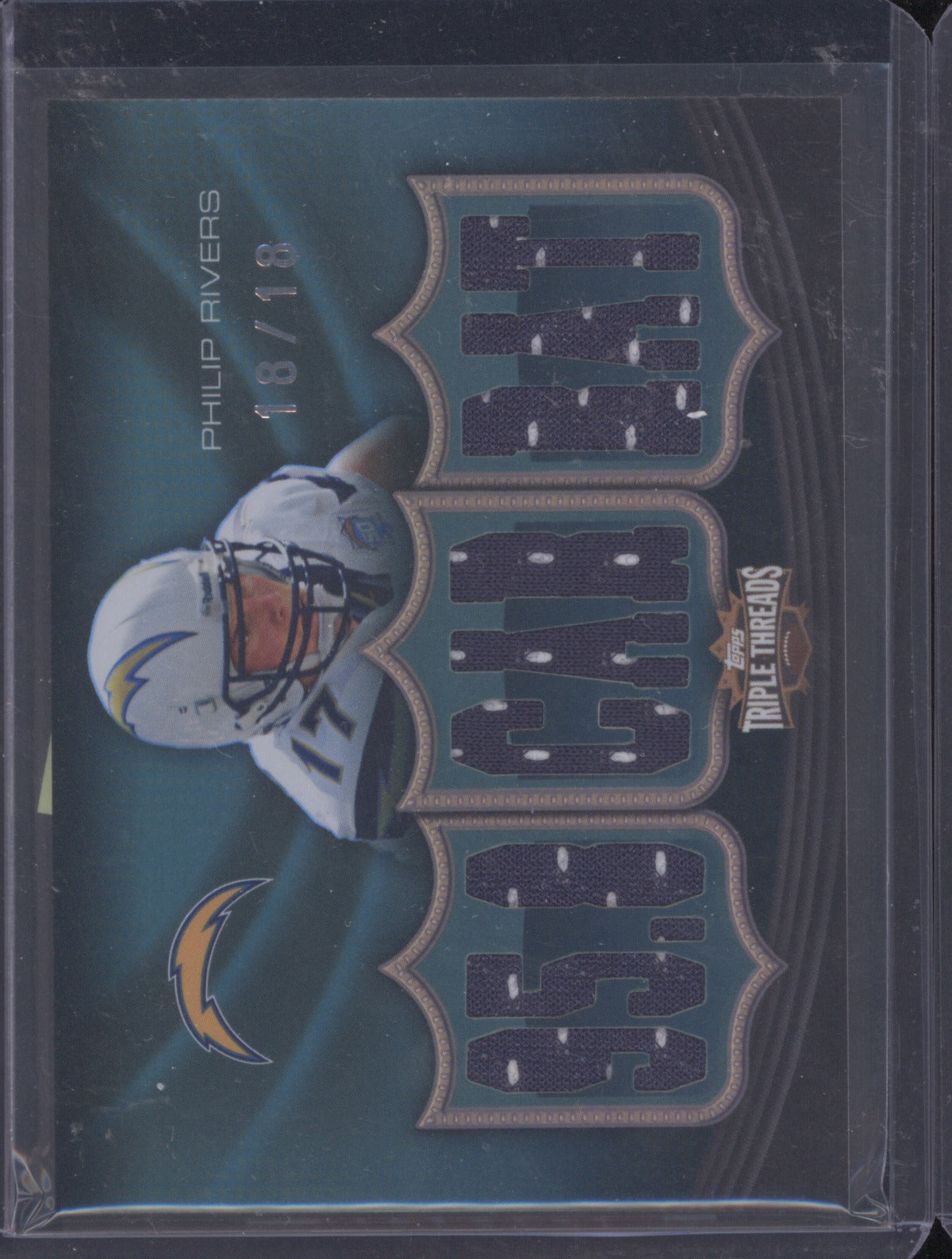 2010 Topps Triple Threads Philip Rivers Emerald Game Used Jersey 18/18