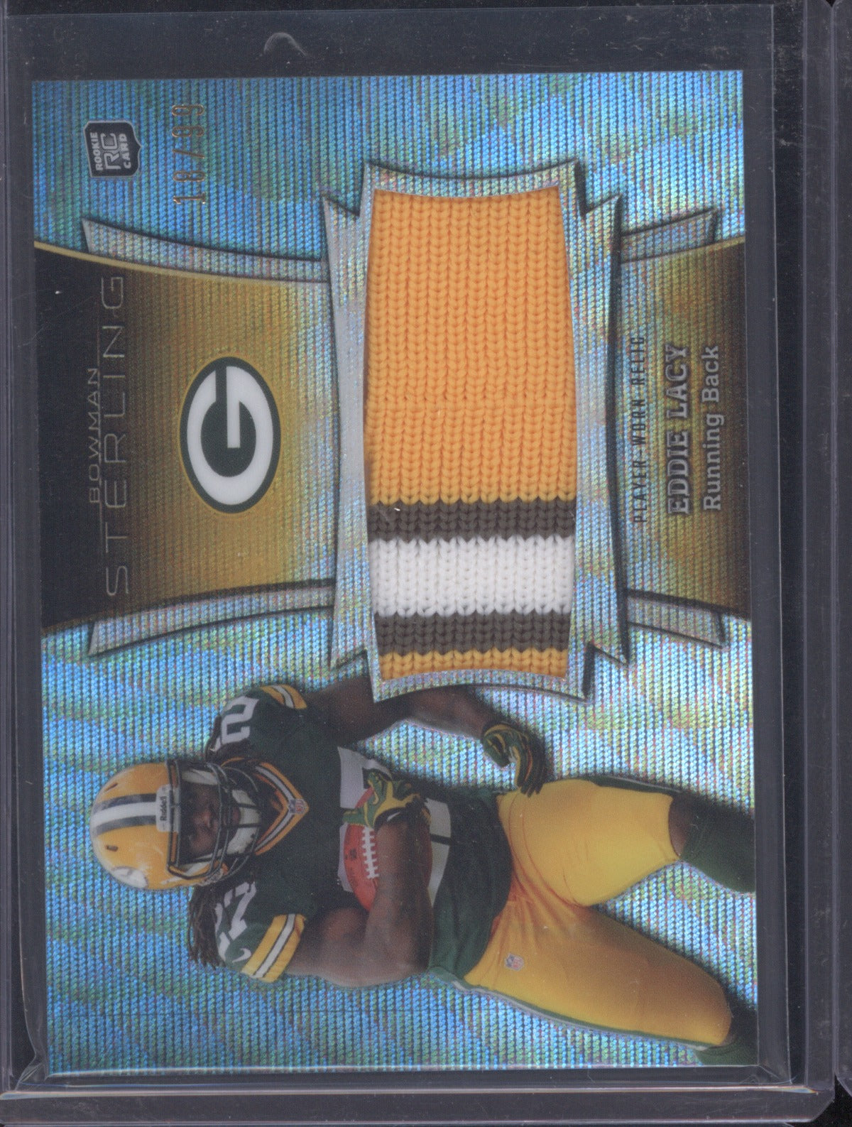 2013 Bowman Sterling Eddie Lacy Jumbo Rookie Relic RC Blue Wave 18/99