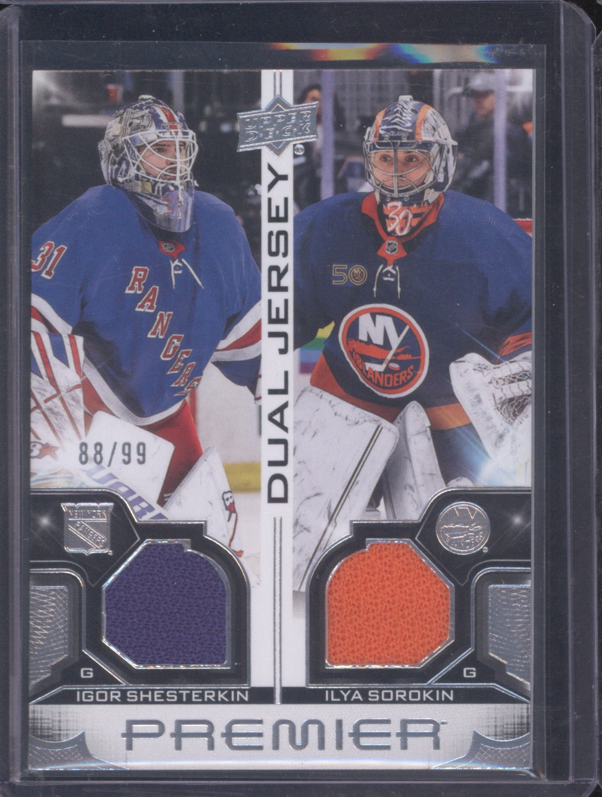 2022 Upper Deck Premier Igor Shesterkin / Ilya Sorokin Dual Jersey 88/99