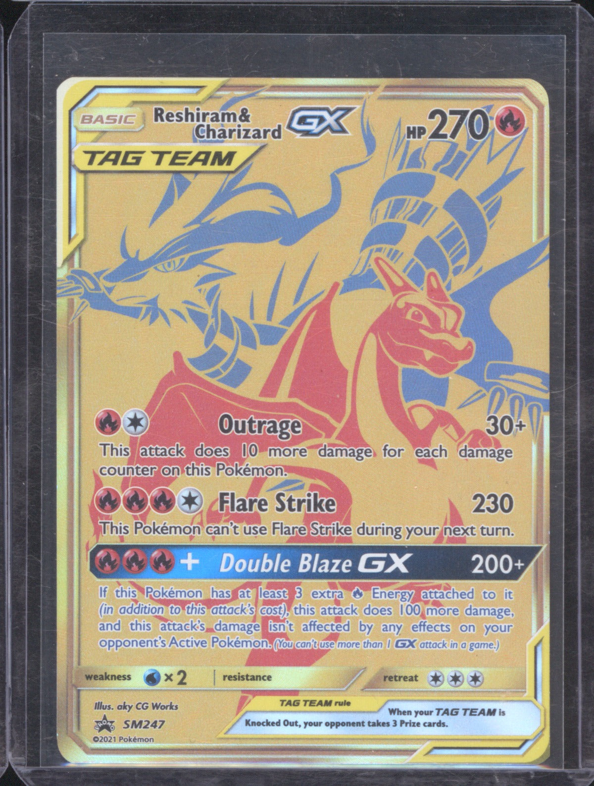 Reshiram & Charizard 2021 Pokémon Sun & Moon SM247 Black Star Promo Gold