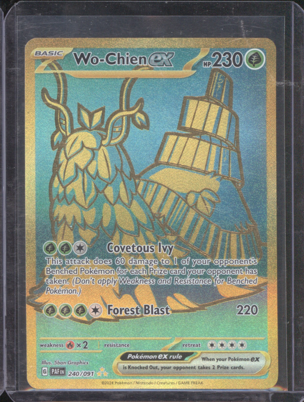 Wo-Chien ex 2024 Pokémon Paldean Fates 240/091 Gold Hyper Rare