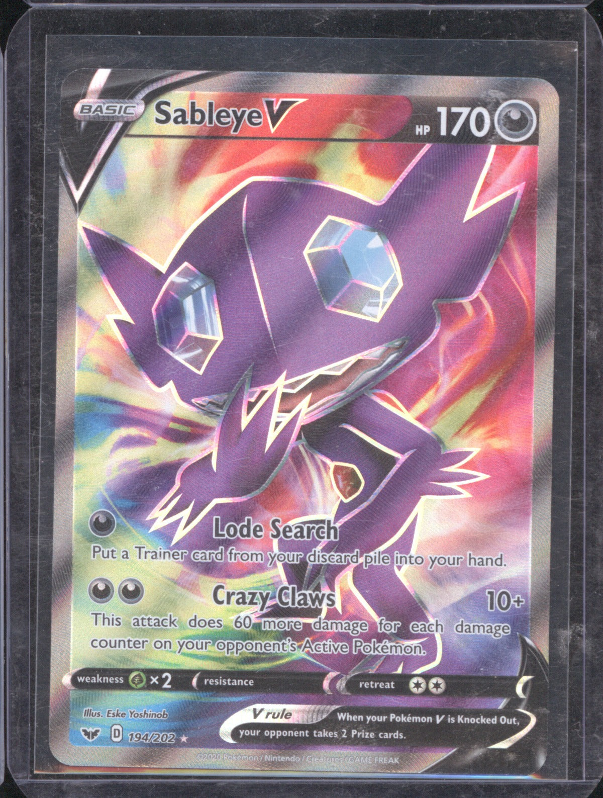 Sableye V 2020 Pokémon Sword & Shield Base Set 194/2020 Full Art