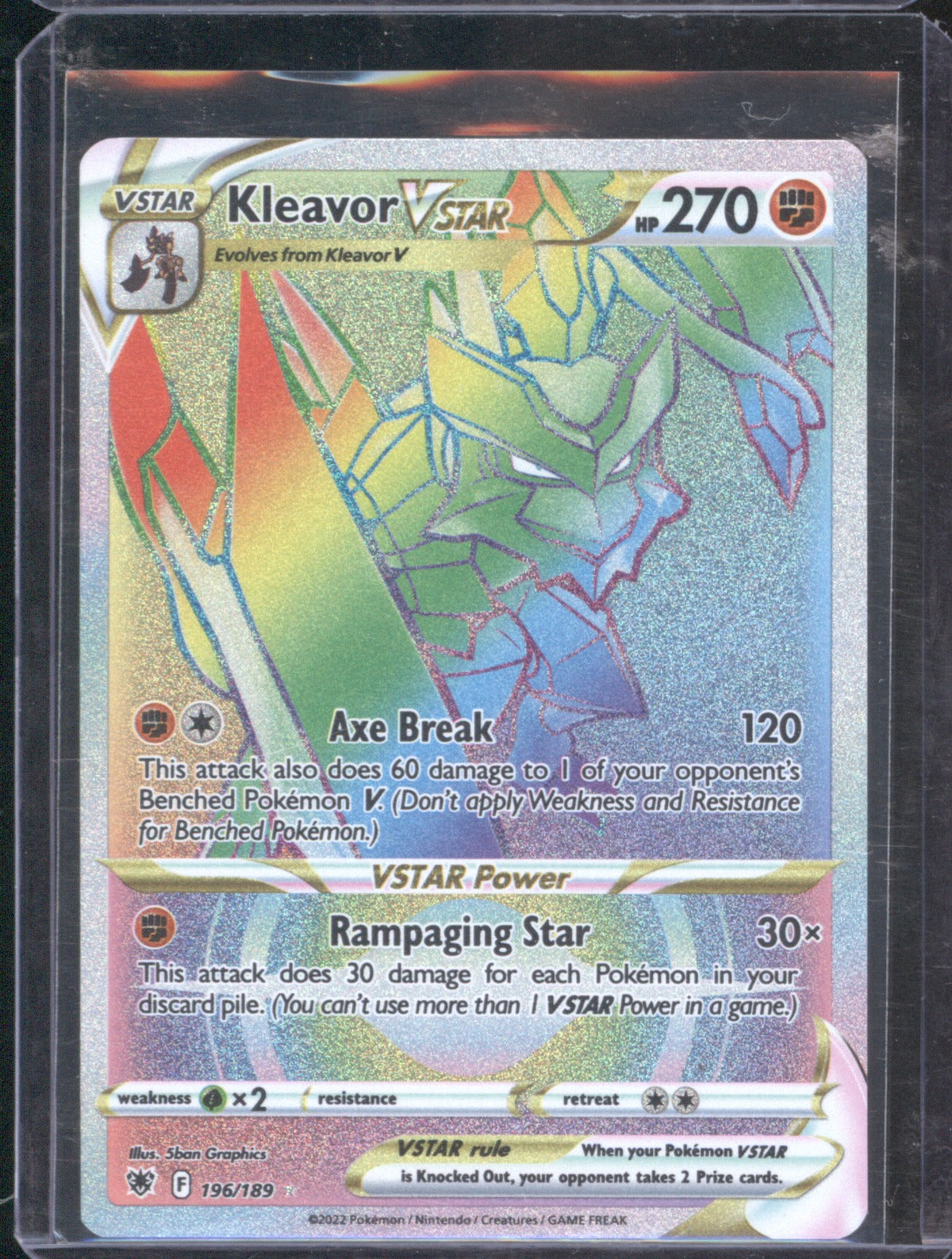 Kleavor 2022 Pokémon Astral Radiance 196/189 Rainbow Rare
