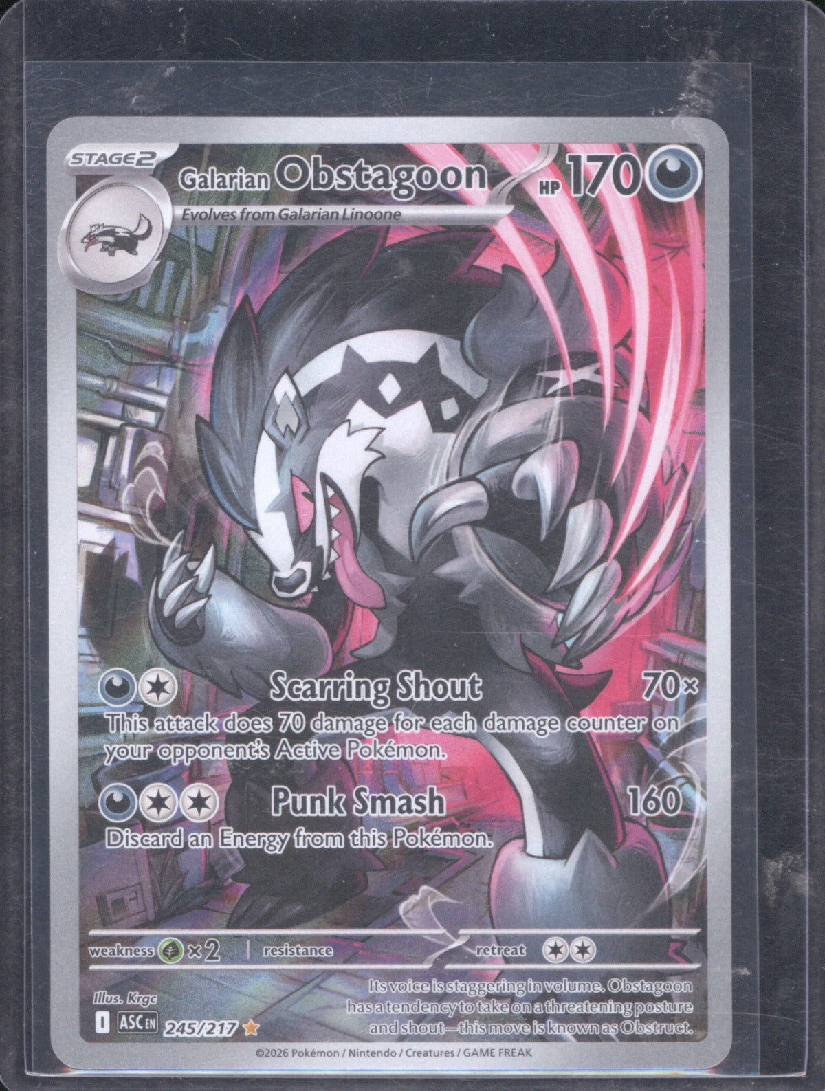 Galarian Obstagoon 2026 Pokémon Ascended Heroes 245/217 Illustration Rare