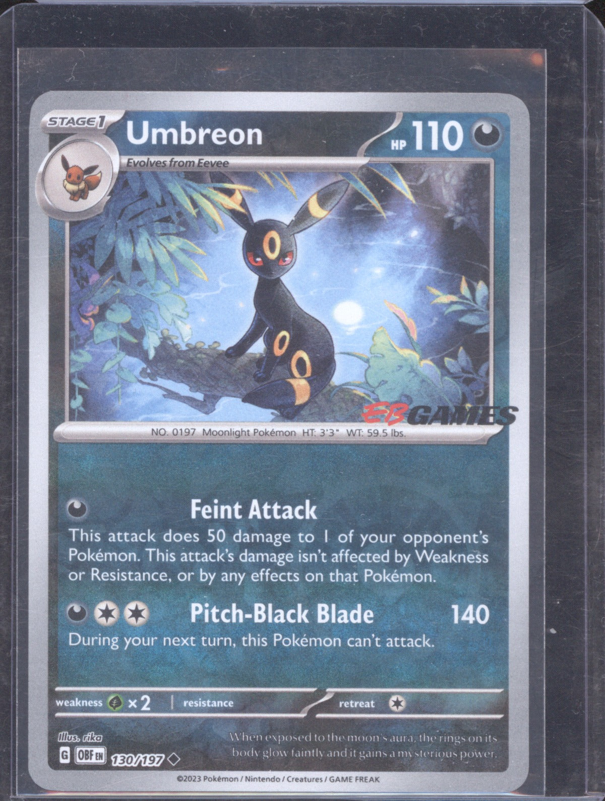 Umbreon 2023 Pokemon Obsidian Flames 130/197 EB games Promo