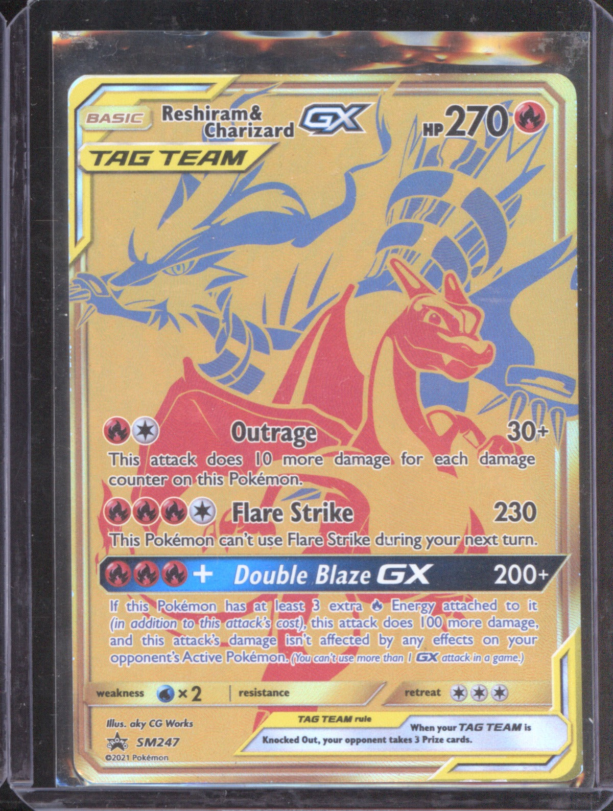 Reshiram&Charizard 2021 Pokémon Sun & Moon Black Star Promos SM247 Tag Team Gold