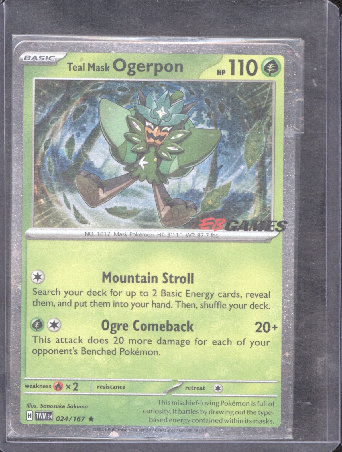 Teal Mask Ogerpon 2024 Pokémon Twilight Masquerade 024 Holo EB games Promo