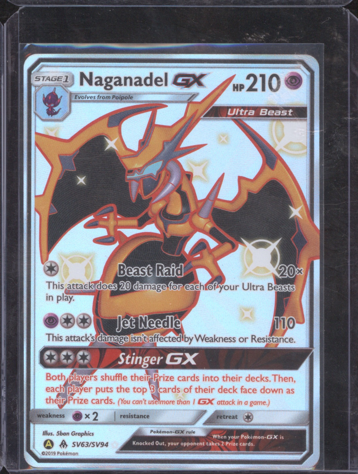 Naganadel GX 2019 Pokémon Hidden Fates SV63/SV94 Shiny Vault