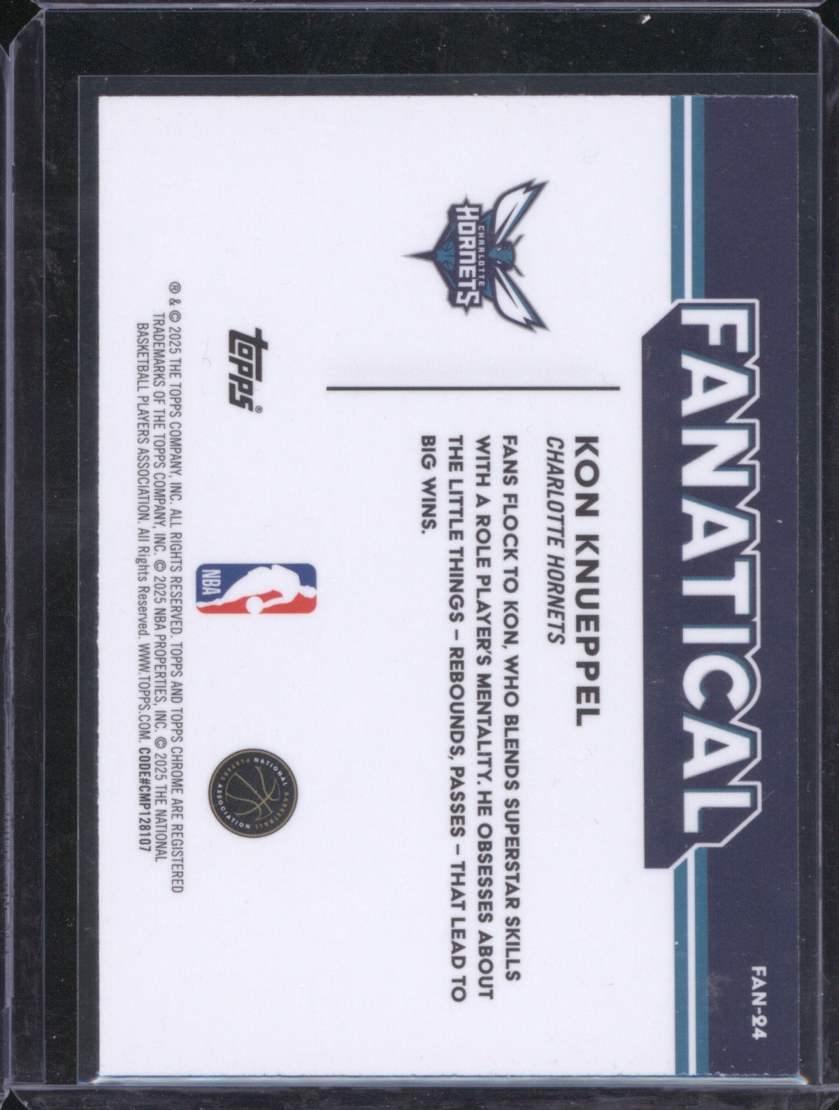 2025-26 Topps Chrome FAN-25 Kon Knueppel Fanatical RC`