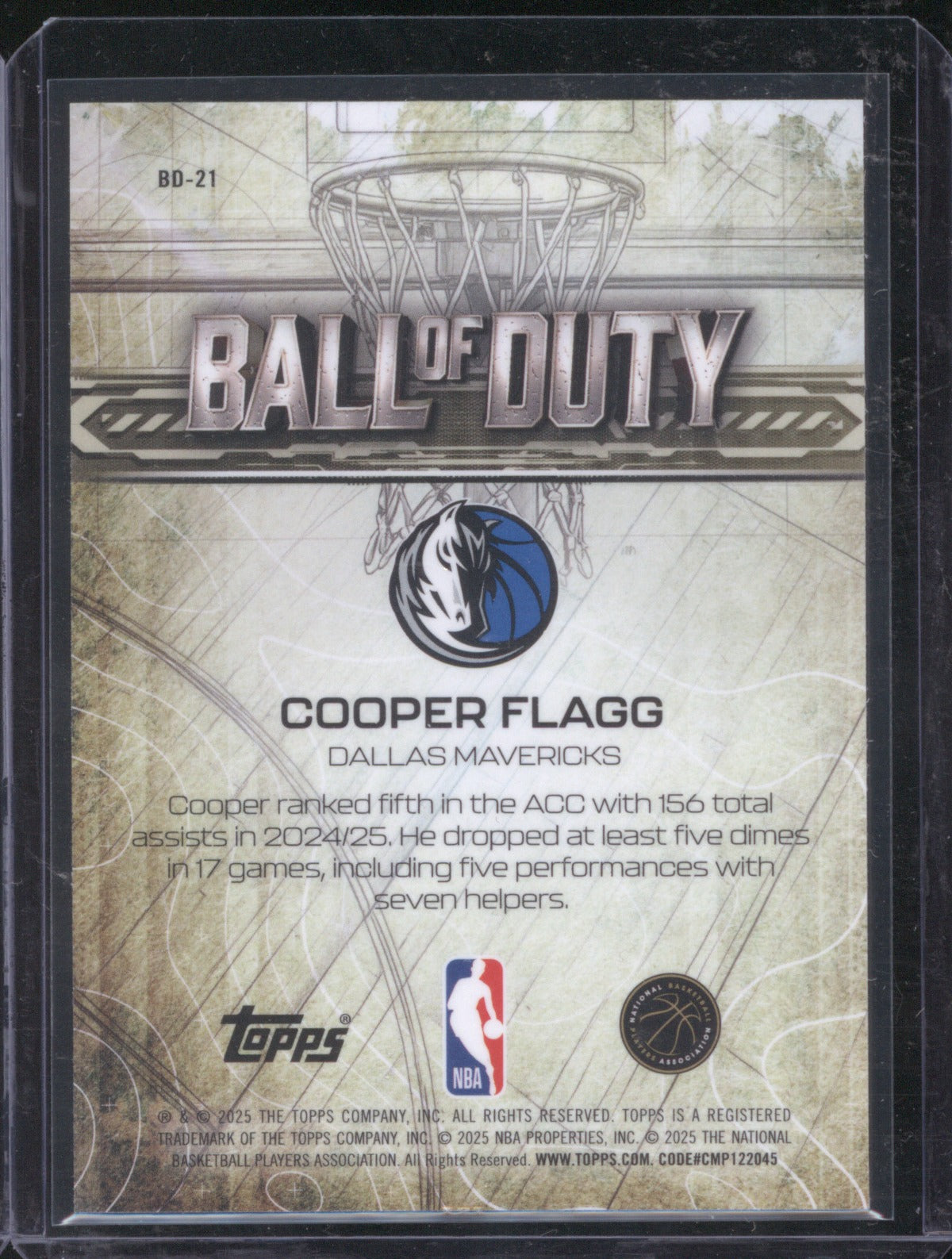 2025-26 Topps Chrome BD-21 Cooper Flagg Raywave RC