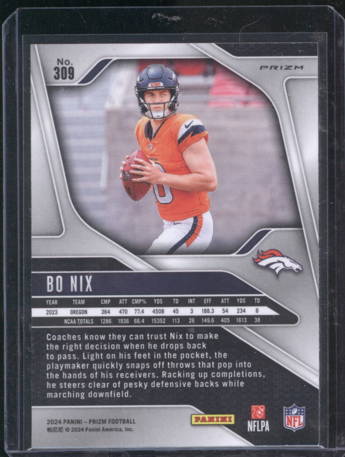 2024 Panini Prizm 309 Bo Nix Black & White Checkerboard RC