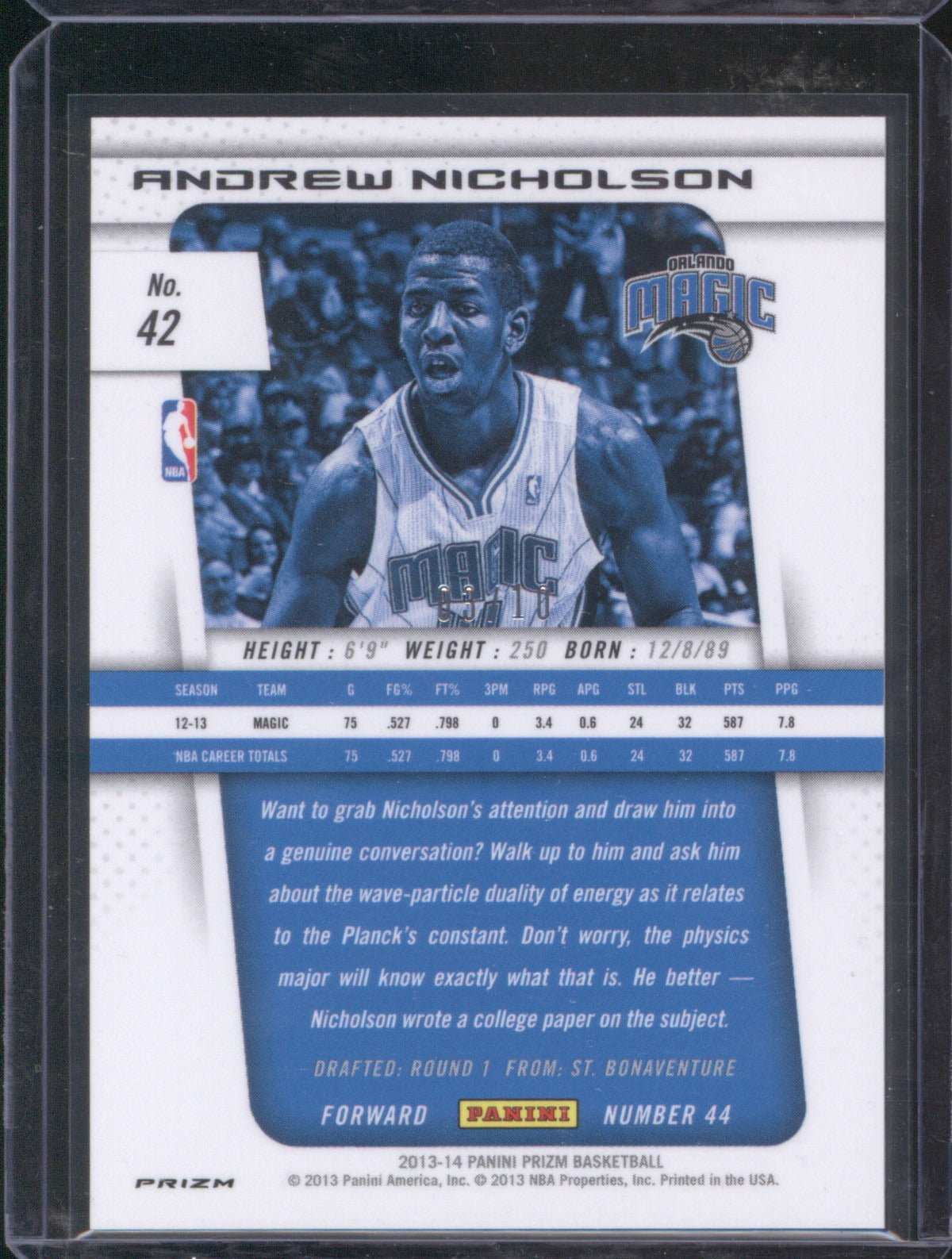 2013-14 Panini Prizm 42 Andrew Nicholson Gold 3/10